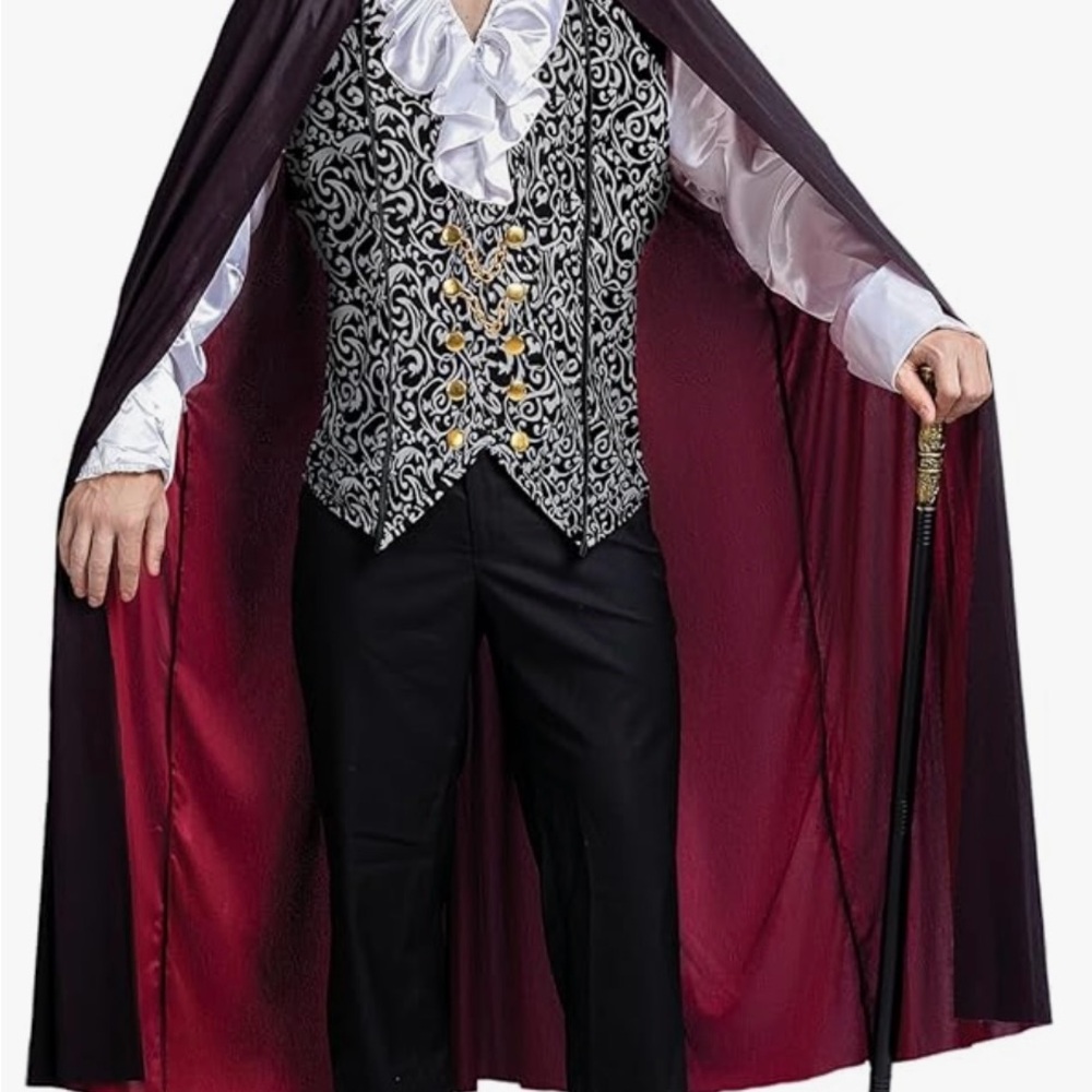 Vampire Costume with Cape - Black and Red (size XL)